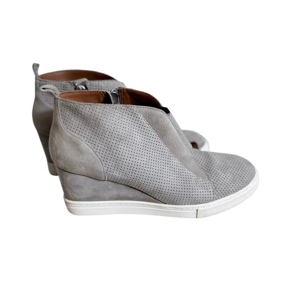 Linea Paolo sneaker suede gray open weave wedge bootie zip ankle Sz 6M - Picture 1 of 10